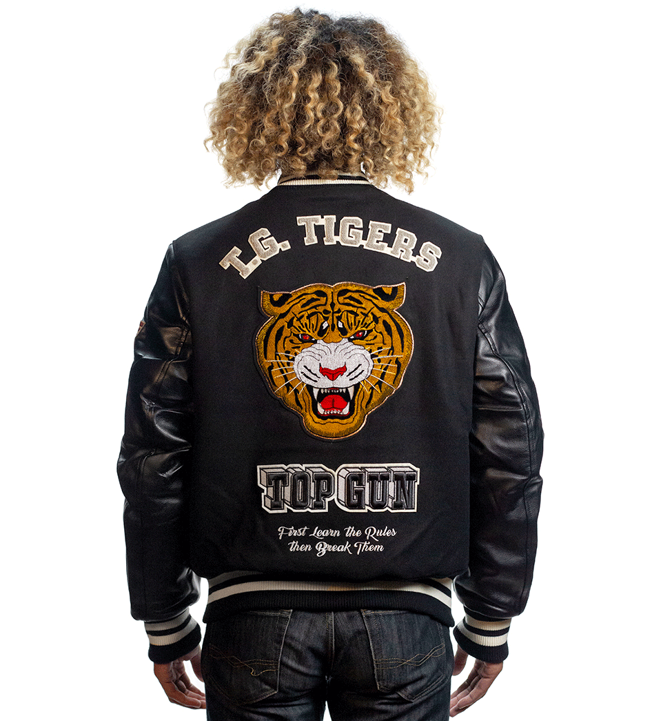 Top Gun Tiger Varsity Jacket Black