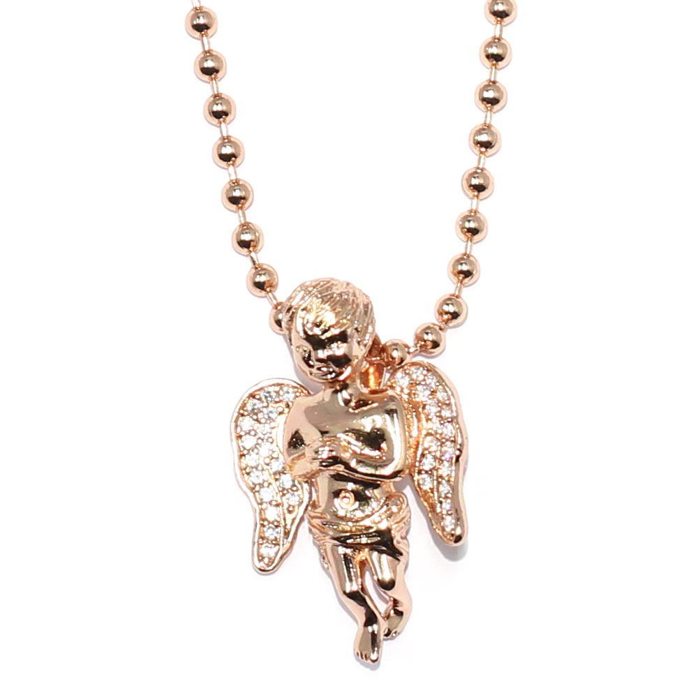 Rose Gold Plated Micro Angel Piece with 30 inch Ball chain Necklace High Quality