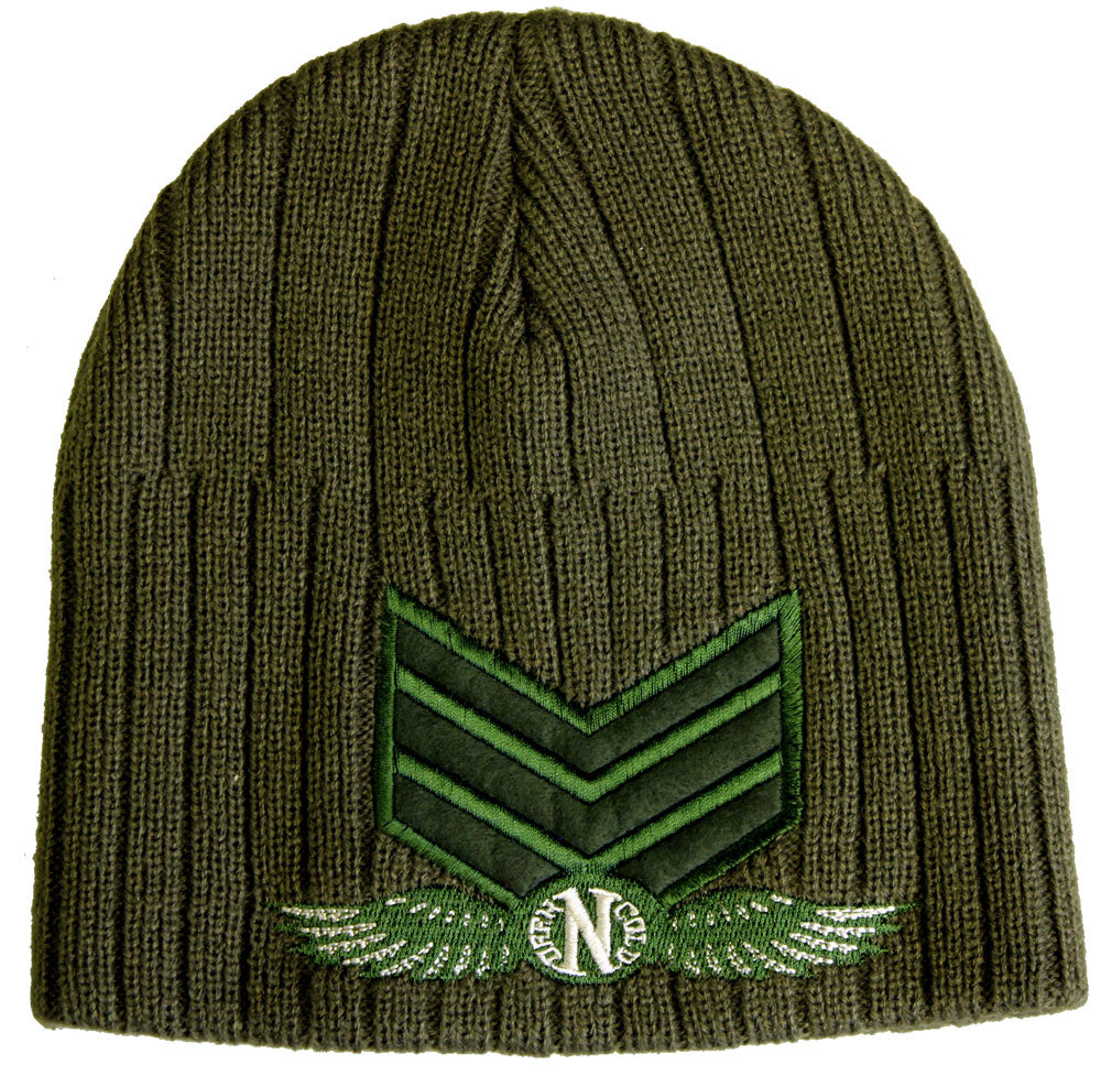 Darkncold Ribbed Army Beanie Olive Green
