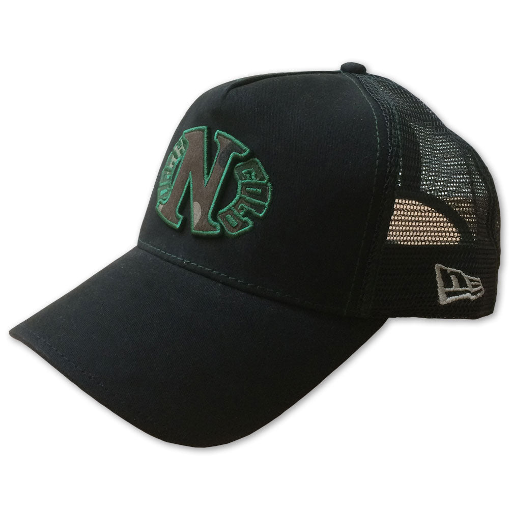 Darkncold X New Era Camo Egg Logo Trucker Snapback Cap Black