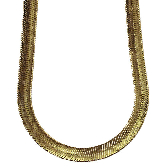 14K Gold Plated Herringbone Chain Necklace 11mm x 24 inches High Quality