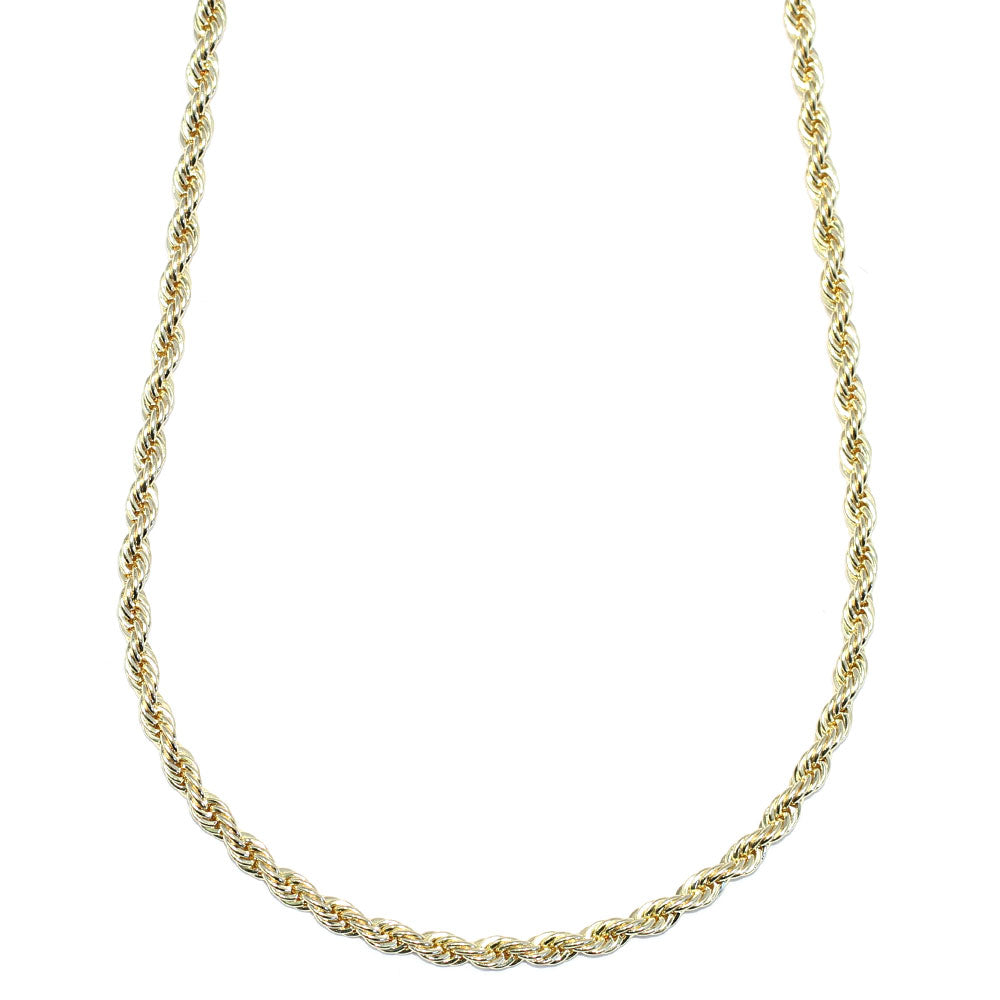 Gold Plated Rope Chain, Dookie Chain FILLED 4mm X 24 Inches