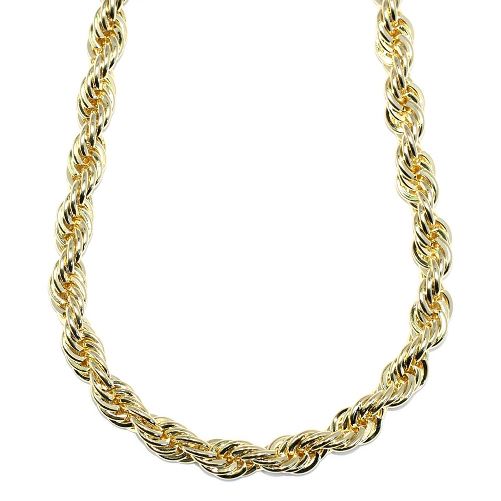 18K Gold Plated Rope Chain Necklace 10mm x 30 Inches