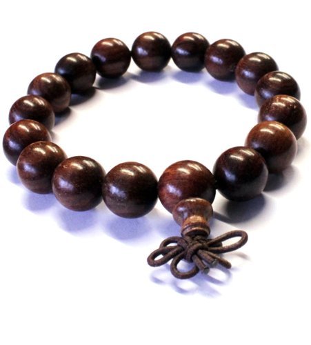 Red Sandalwood Eclogite Beaded Buddhist Prayer Mala Adjustable Bracelet - 12mm beads -