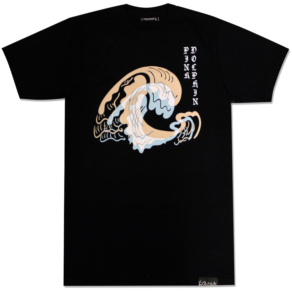 Pink Dolphin 3D Wave T-Shirt Black