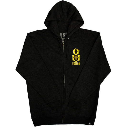 Rebel8 Logo Zip Up Hoodie Heather Charcoal