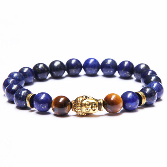 Blue Lapis Buddha Bracelet With 8mm Beads