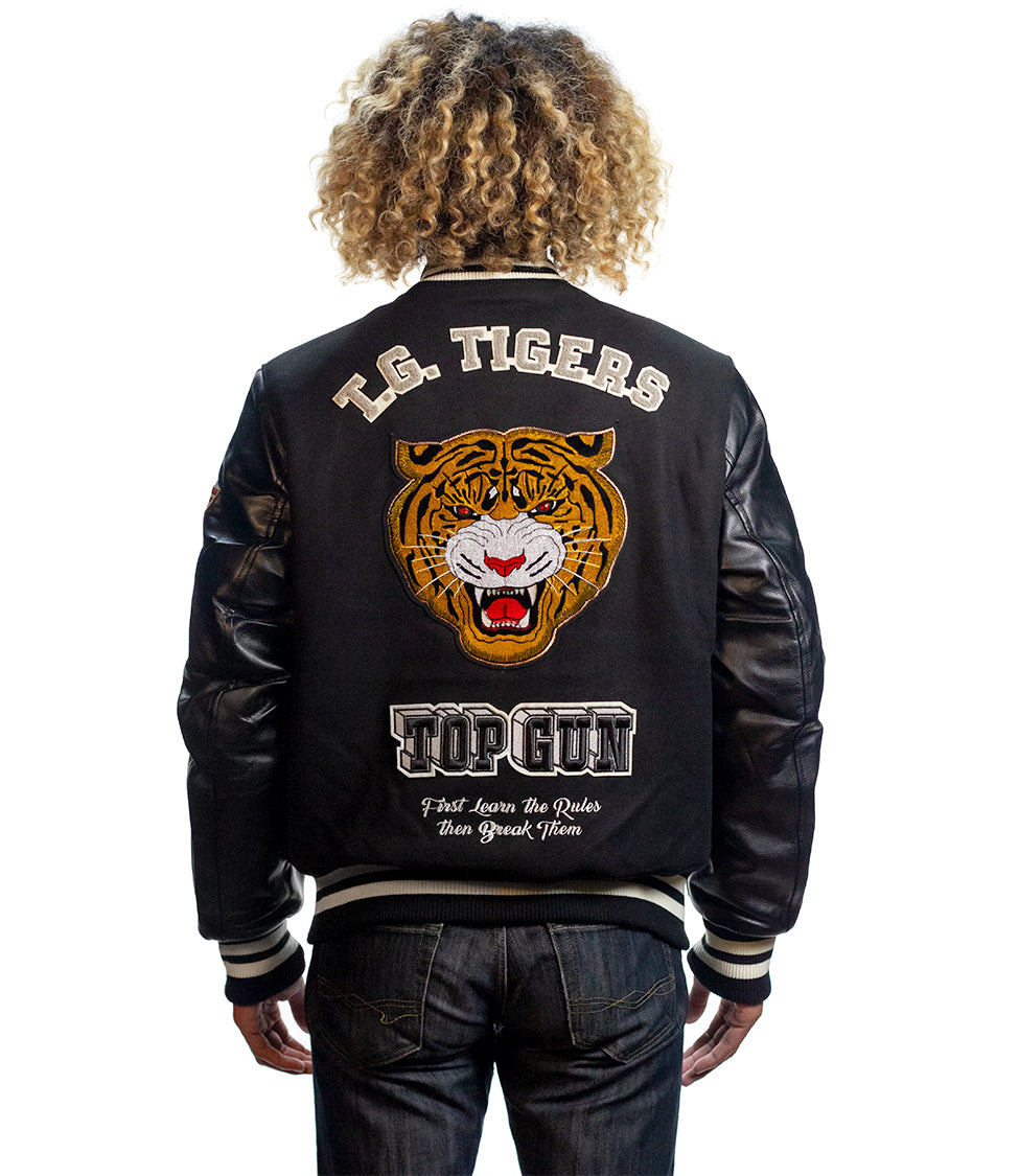Top Gun Tiger Varsity Jacket Black