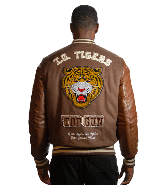 Top Gun Tiger Varsity Jacket Brown