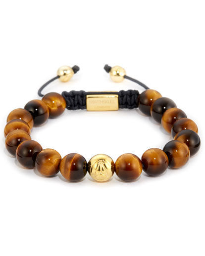 Northskull Yellow Tiger Eye & Gold Bracelet Made With 18KT. Gold