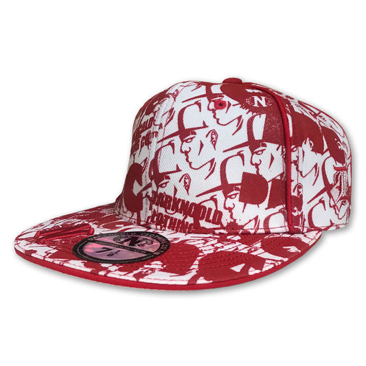 Darkncold All Over Print Fitted Baseball Cap White Red