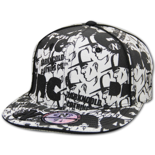 Darkncold All Over Print Fitted Baseball Cap White Black