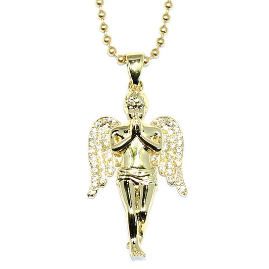 18k Gold Plated Micro Angel Piece with 30 inch Ball chain Necklace High Quality