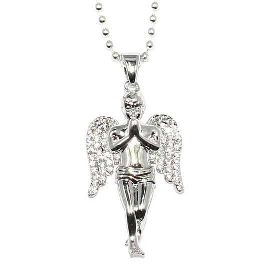 Silver Plated Micro Angel Piece with 30 inch Ball chain Necklace High Quality