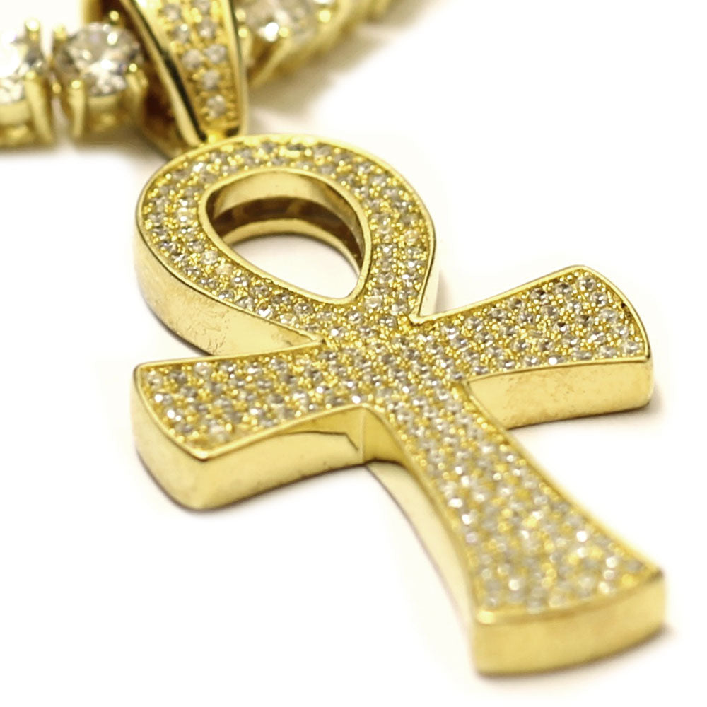 Tennis Necklace and 1.5 inch CZ Ankh Pendant