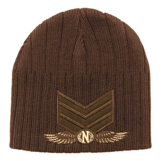 Darkncold Ribbed Army Beanie Chocolate Brown