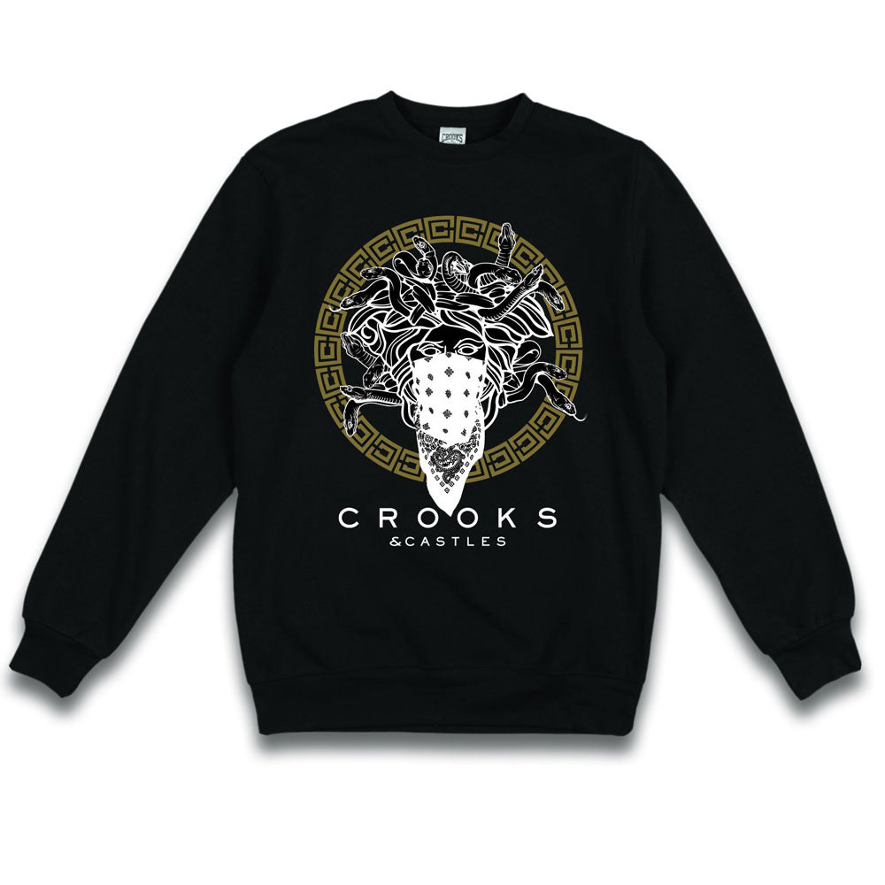 Crooks & Castles Medusa Bandana Crewneck Sweatshirt Black