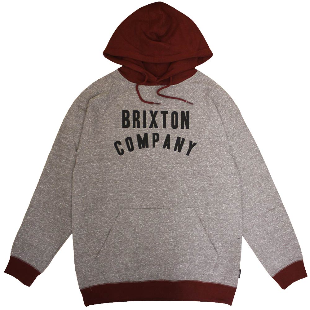 Brixton Barstow Pullover Hoodie Grey Burgundy