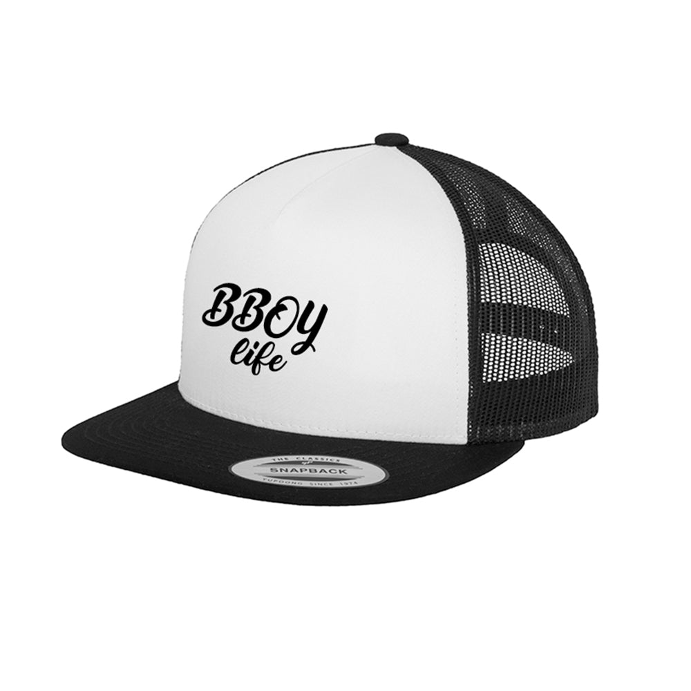 HIPHOP73 B Boy Life Trucker Snapback Black White