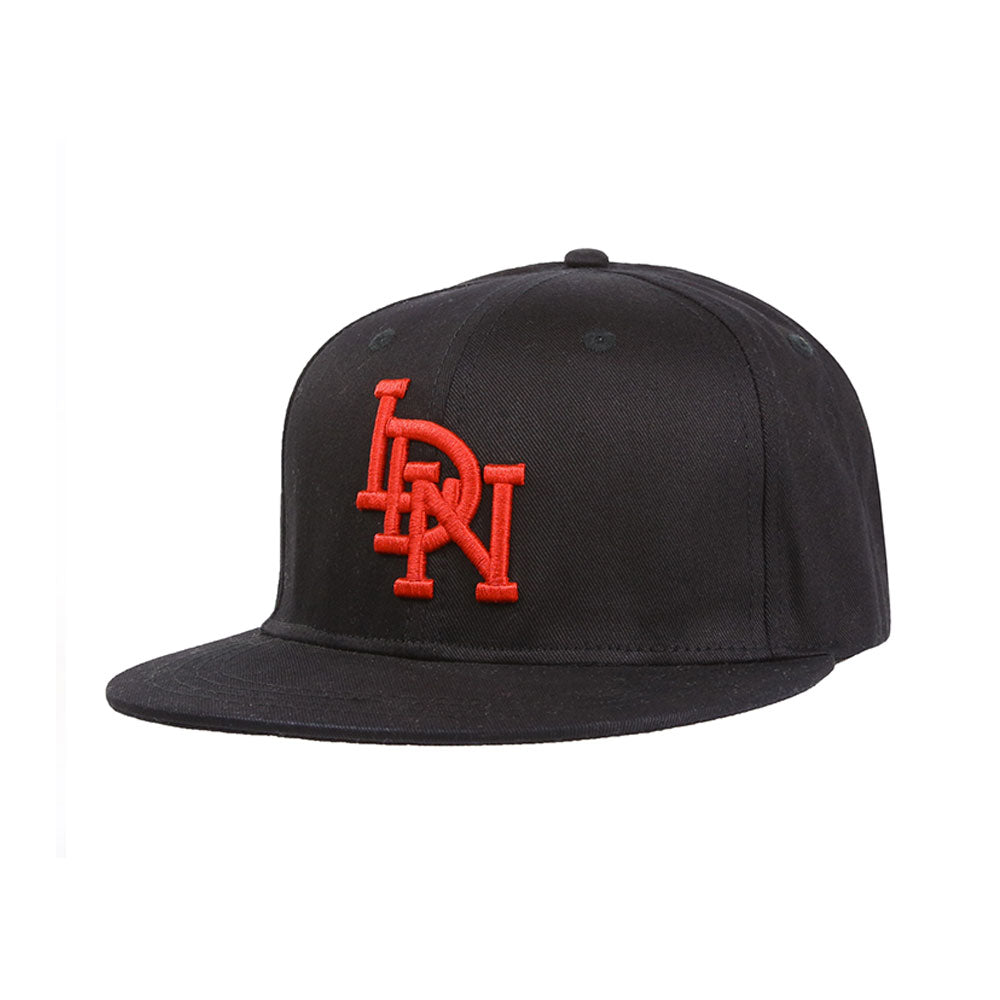 LDN Flat Peak Fitted Cap Black Red