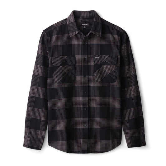 Brixton Bowery Flannel Long Sleeve Shirt Black Steel