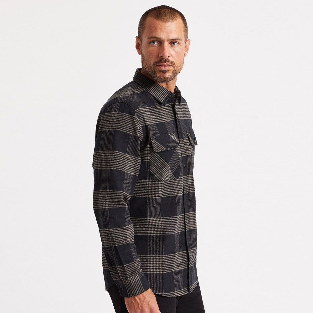 Brixton Bowery Flannel Long Sleeve Shirt Black Steel