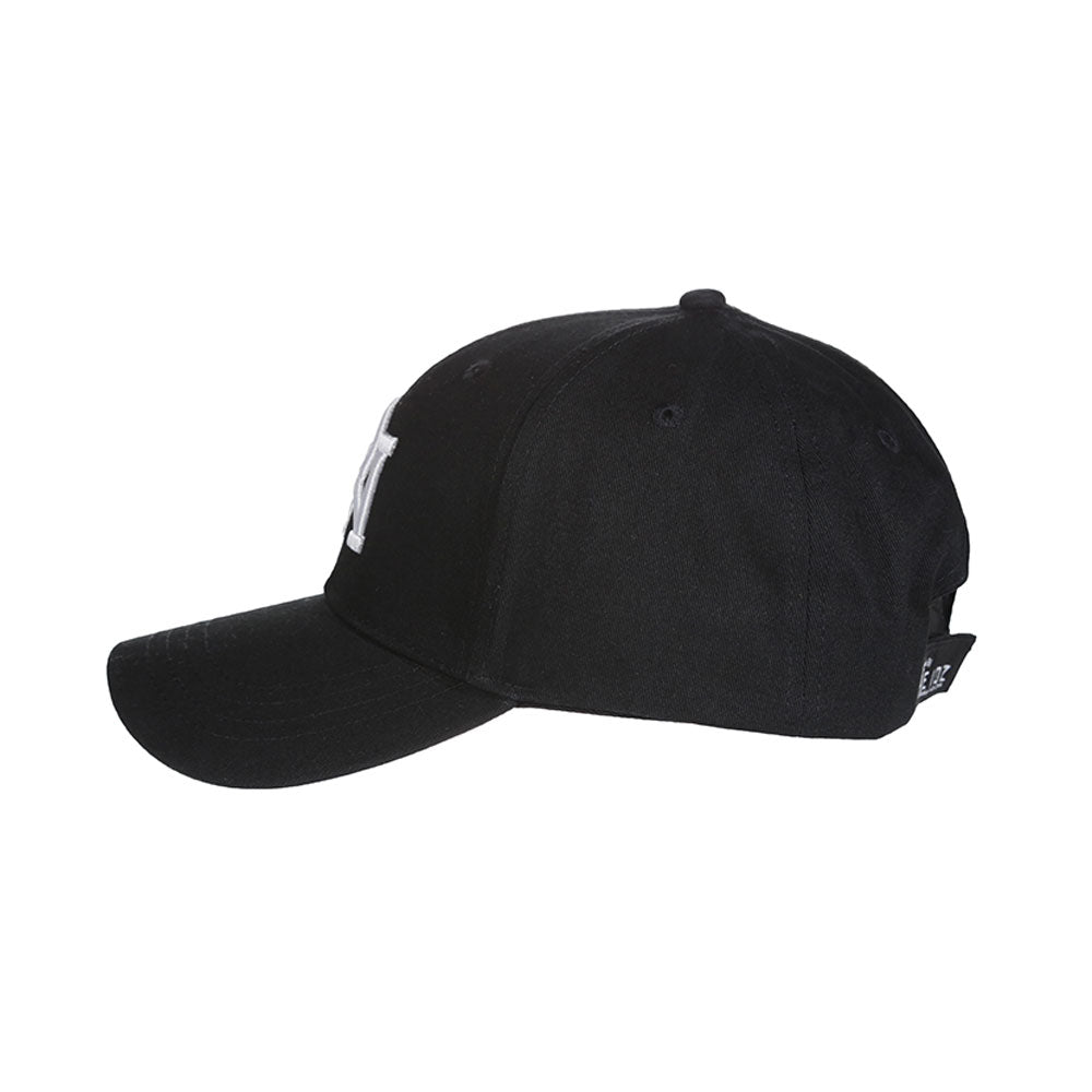 LDN Curved Peak Strap back Cap Black White