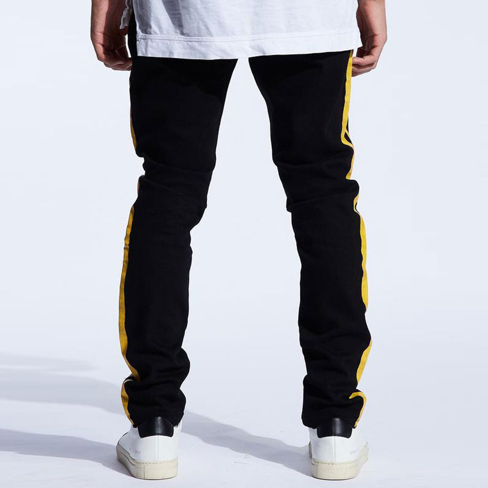 Embellish Bolt Standard Denim Jeans Black Yellow