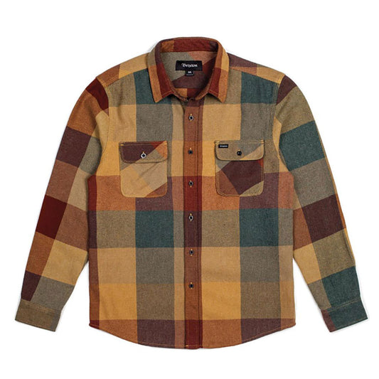 Brixton Bowery Flannel Long Sleeve Shirt Rust Copper