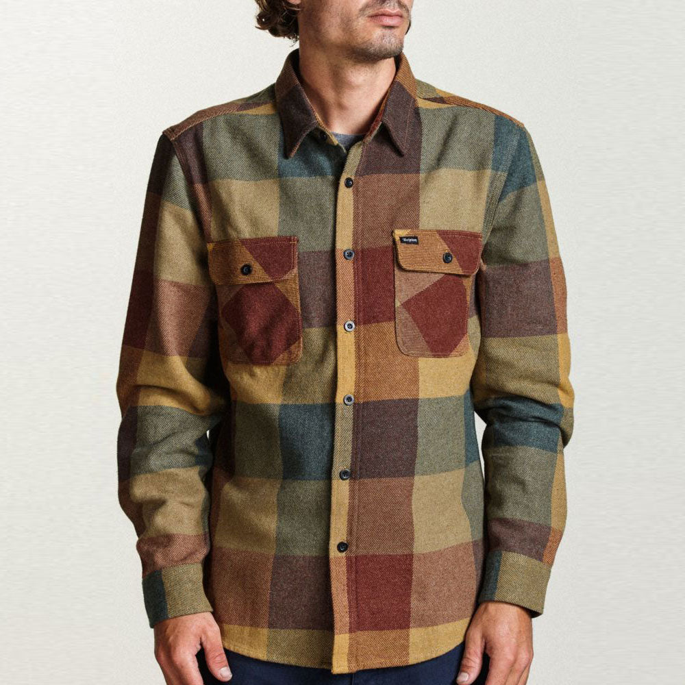 Brixton Bowery Flannel Long Sleeve Shirt Rust Copper