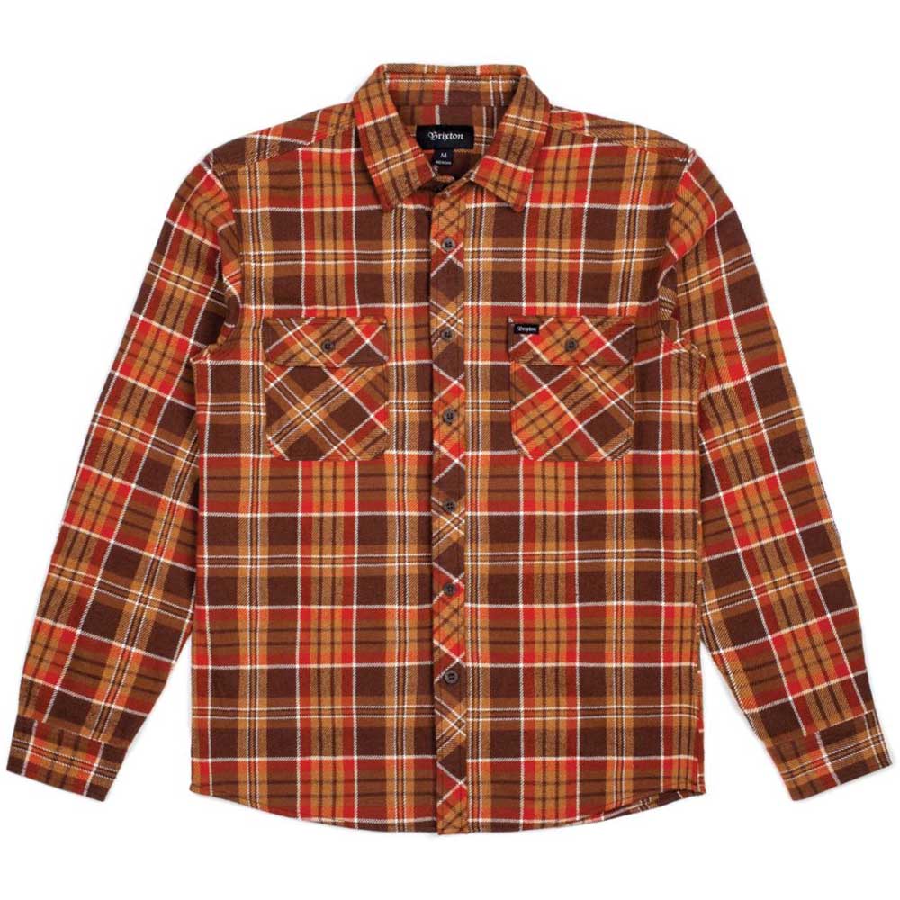 Brixton Bowery Flannel Long Sleeve Shirt Brown Copper