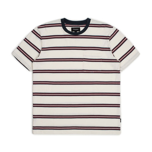 Brixton Hilt Washed Pocket T-Shirt White Navy Red