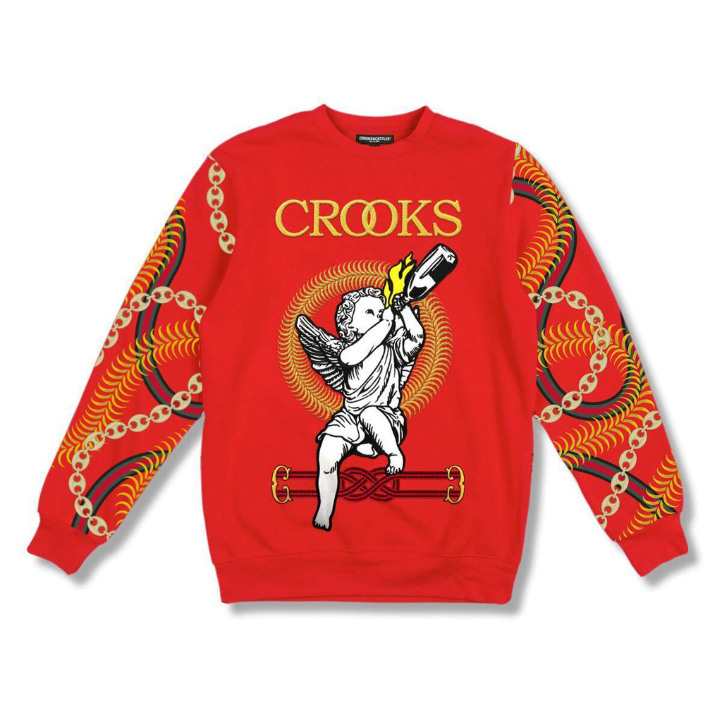 Crooks & Castles Chain Cherub Sweatshirt Red