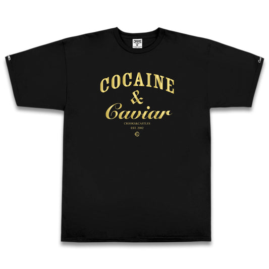 Crooks & Castles Cocaine and Caviar T-shirt Black Gold