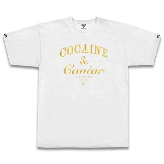 Crooks & Castles Cocaine and Caviar T-shirt White Gold