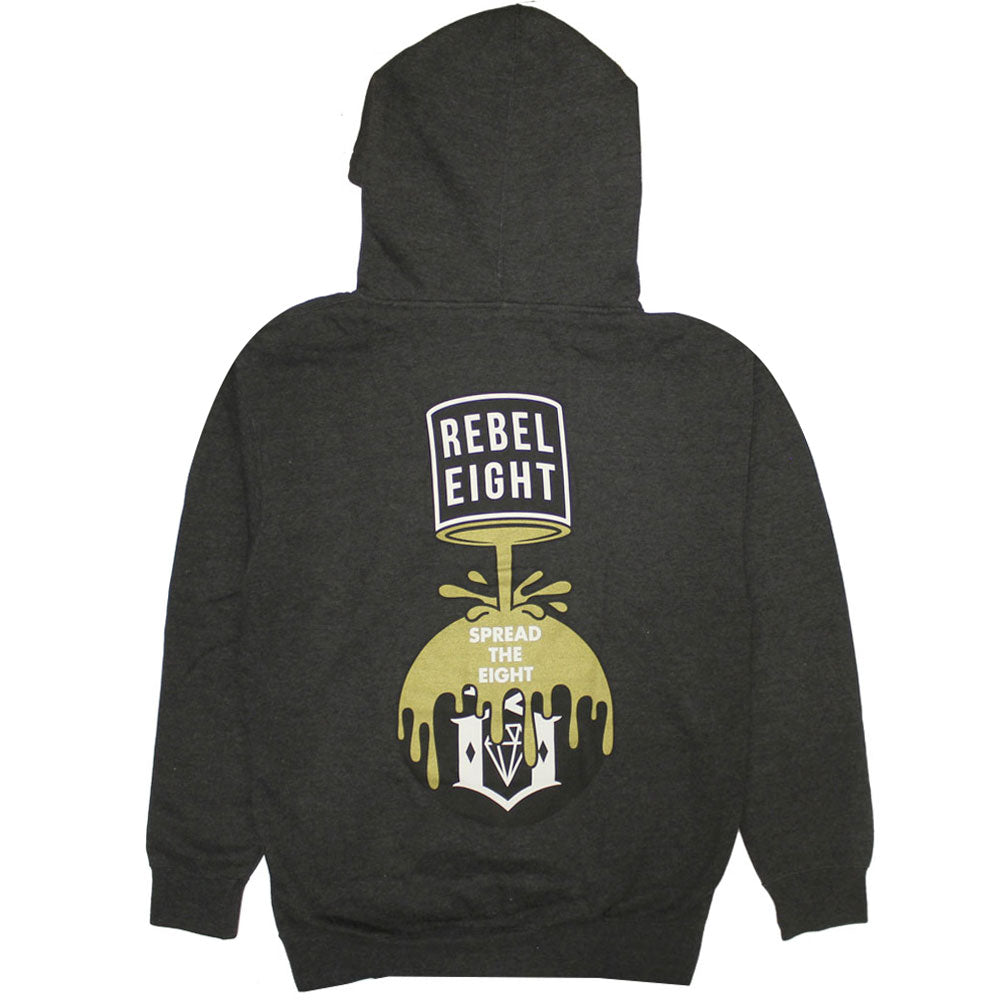 Rebel8 Cover The 8 Zip Up Hoodie Charcoal Heather