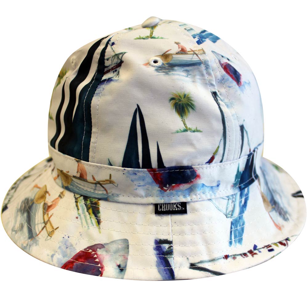 Crooks & Castles Paradise Bucket Hat White Multi (CLONE)