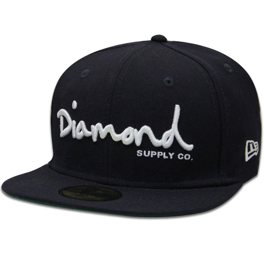 Diamond Supply Co OG Script New Era Fitted Baseball Cap Navy