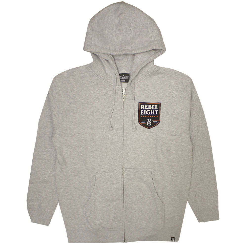 Rebel8 Death Squad Zip Up Hoodie Heather Grey