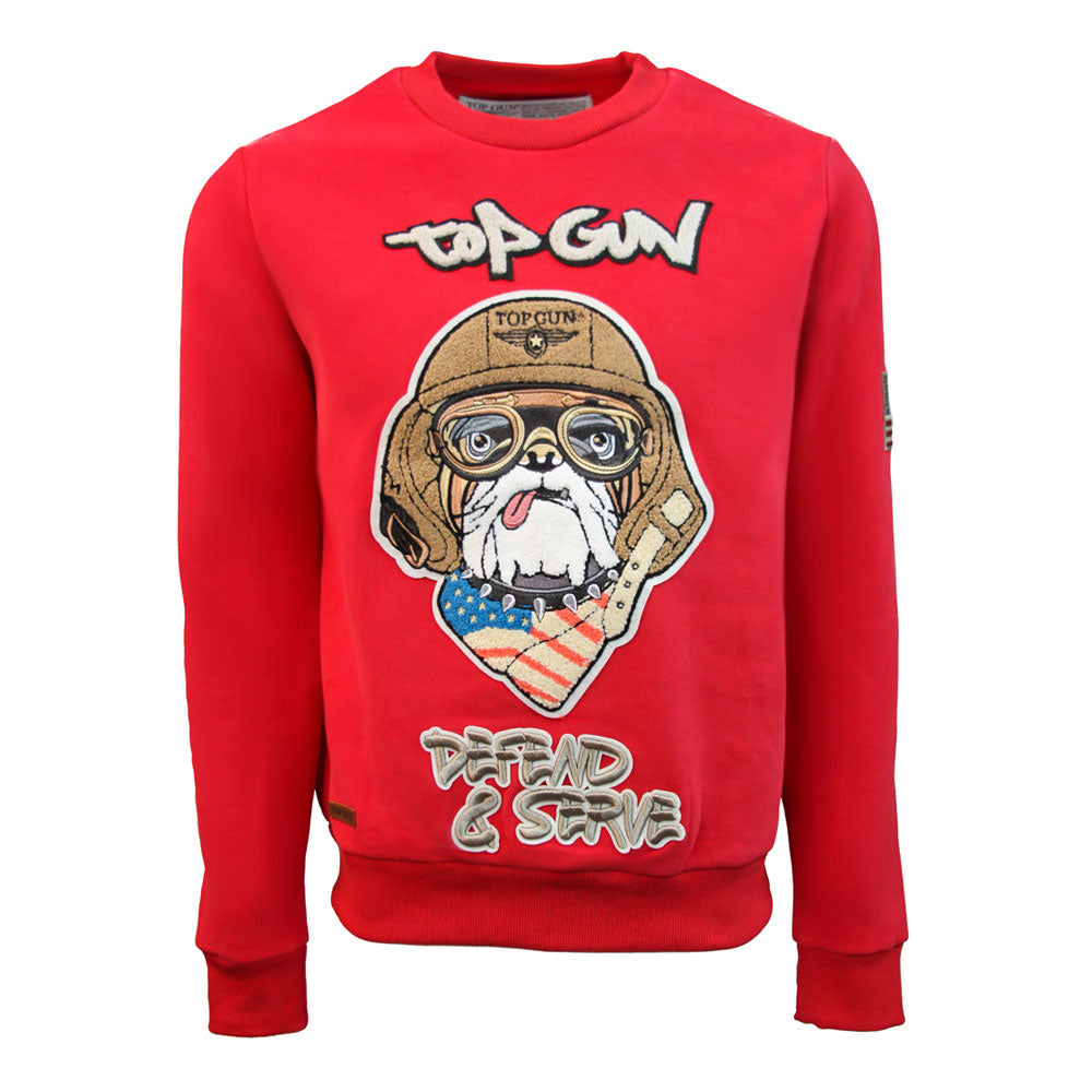 Top Gun Defend and Serve Crewneck Sweatshirt Red