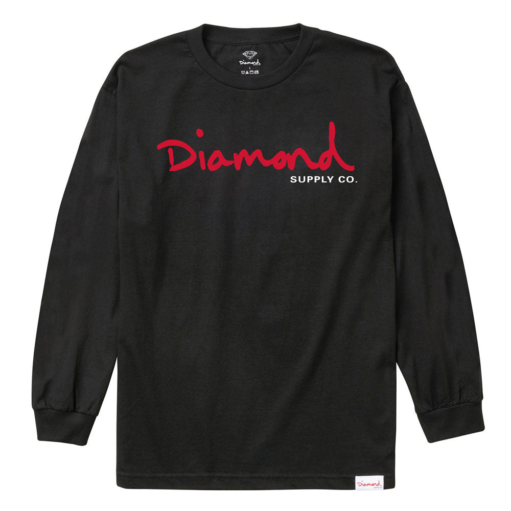 Diamond Supply Co OG Script Long Sleeve T-shirt Black Red