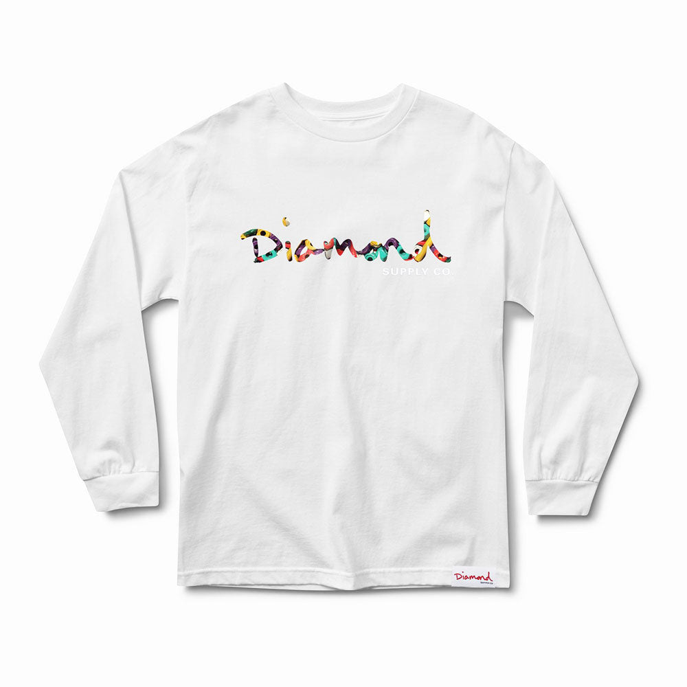 Diamond Supply Co OG Script Fasten Long Sleeve T-Shirt White