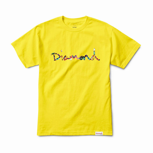 Diamond Supply Co OG Script Fasten T-Shirt Yellow