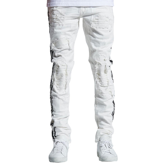 Embellish Bolt Standard Denim Jeans in White