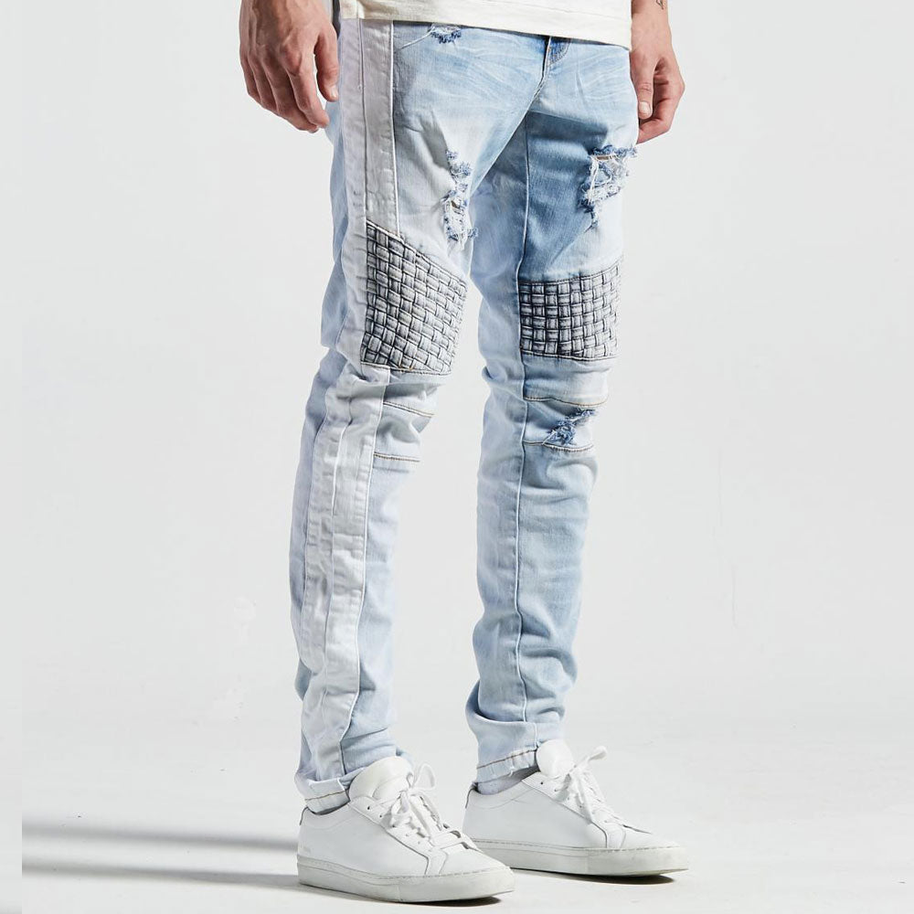 Embellish Bolt Turkish Biker Denim Jeans White