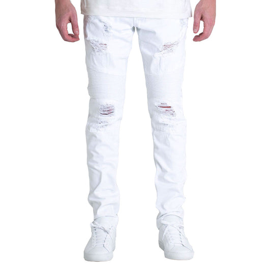 Embellish Daytona Biker Denim Jeans White