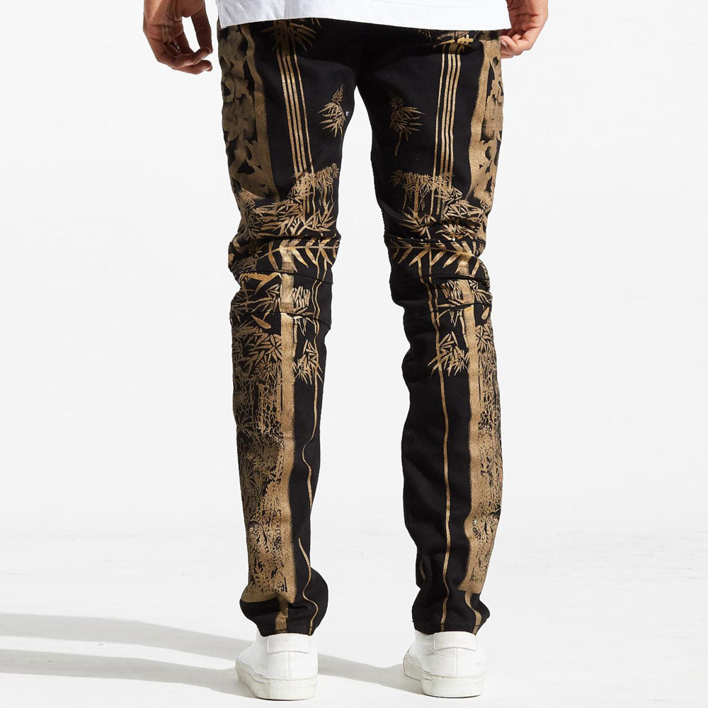 Embellish Phoenix Denim Jeans Black Gold