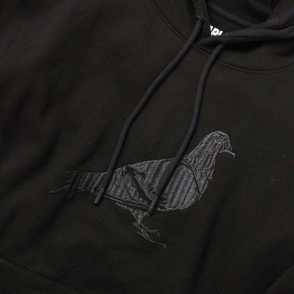 Staple Pigeon Full Embroidery Pigeon Logo Hoodie Black