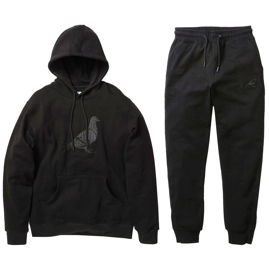 Staple Pigeon Full Embroidery Pigeon Logo Tracksuit Black