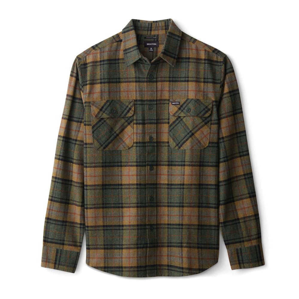 Brixton Bowery Flannel Long Sleeve Shirt Evergreen